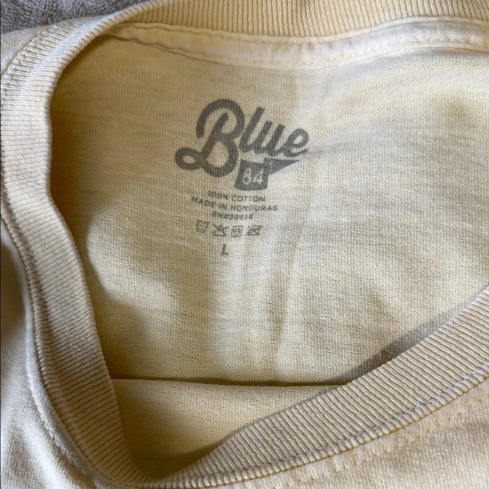 Blue 84 Pale Yellow Long-Sleeve Tee with Navy 'Fire Island' Print - Picture 2 of 2